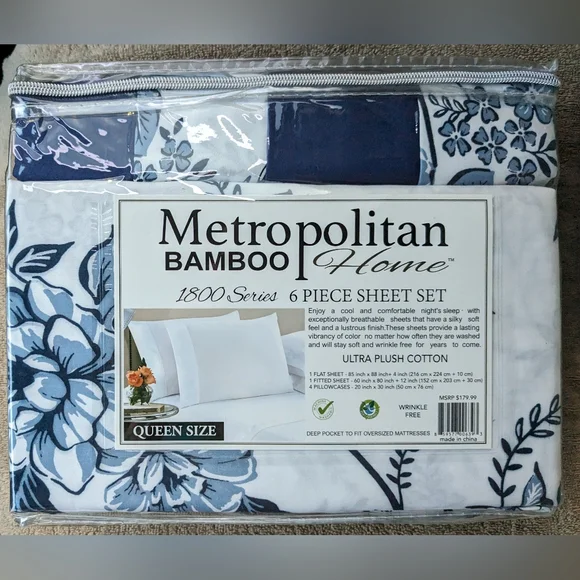 QUEEN Metropolitan Bamboo Sheet Set 6 Pieces - Picture 2 of 2